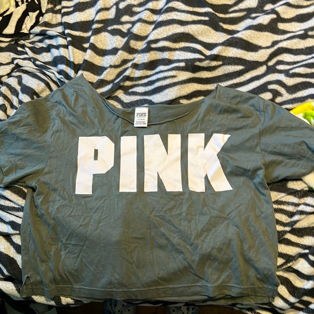 VS PINK large green crop top